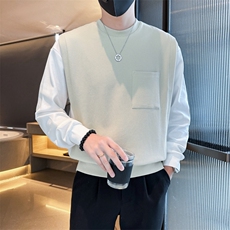 2025秋冬新款社会小伙假两件卫衣男帅气外套W12P75控108，女装短外套，电商B276A