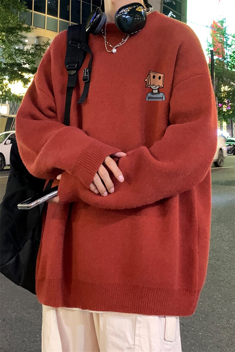 港风23秋季时尚百搭宽松印花潮流圆领毛衣TPM6840P40控68,男装针织衫/毛衣,电商A268A