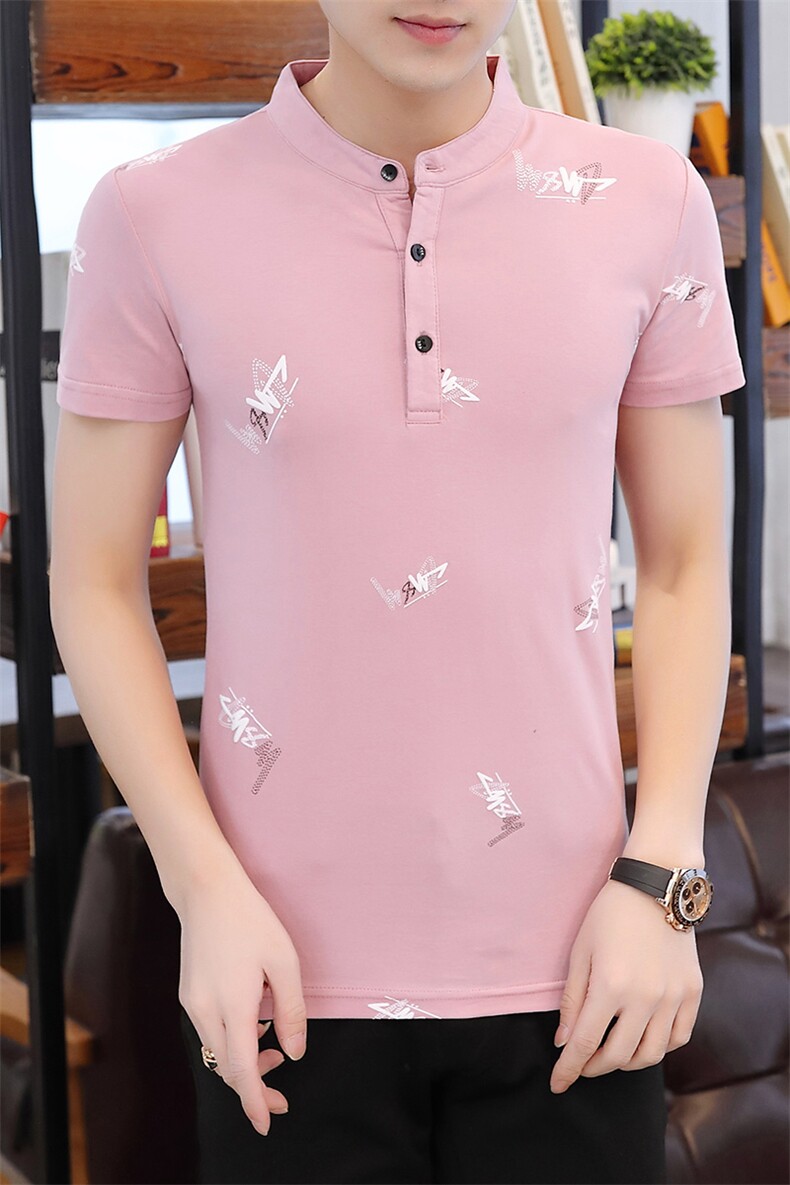夏季新款立领Polo衫纯棉时尚短袖男休闲上衣DSA158-T2117-P35,男装Polo衫,星座310B-3