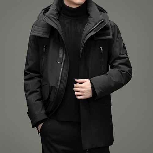 90%鹅绒男士连帽可卸中长款休闲羽绒服冬季新款外套ZG2903-P410，男装羽绒服，电商B212（原钱塘6029）