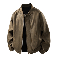 夹克男皮衣男春秋季pu皮衣外套男士痞帅棒球领休闲机车夹克潮流，男装皮衣，星座1508