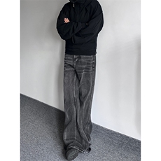 B221美式ins高街暗黑重工艺宽松微喇牛仔裤LK23128-P60控78，男装牛仔裤，电商B221