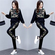 现货2024春装套装/套裙时尚印花舒适百搭运动风,女装套装/套裙,三木叶子