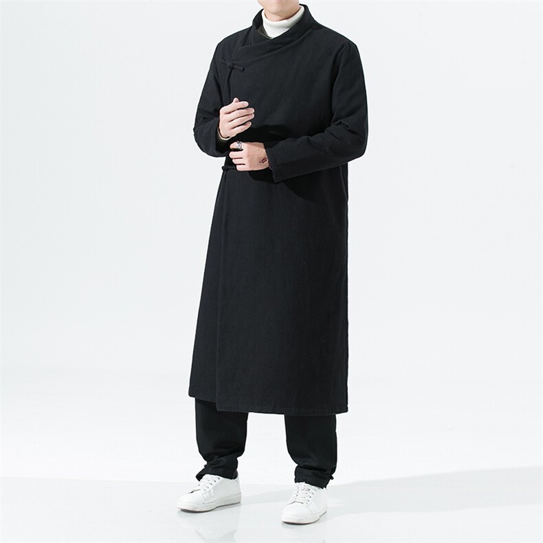 2158^风男士汉服棉衣长款中式唐装棉袄斜襟盘扣棉服加厚外套,男装棉衣,钱塘777(原3023)
