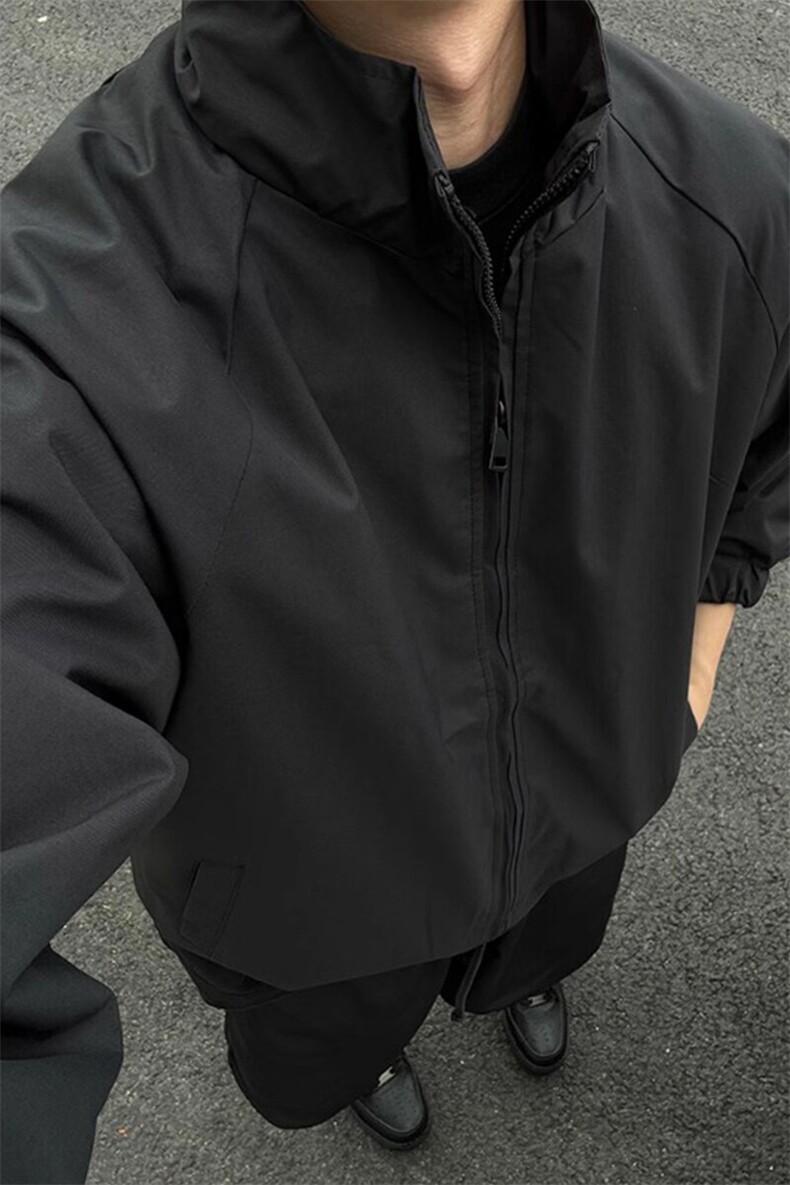 【有货】纯黑色立领短款外套棒球服教练行政夹克JK6712特P55,男装夹克,星座908-1