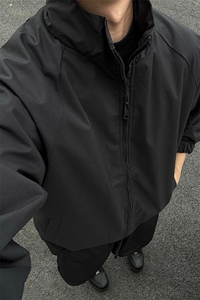 【有货】纯黑色立领短款外套棒球服教练行政夹克 JK6712 特P55图片