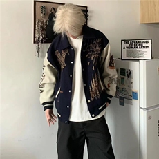 V88-P78美式棒球服外套女2025春季新款洋气宽松休闲学院风设计感，男装T恤，电商B323A