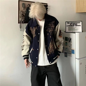 V88-P78 美式棒球服外套女2025春季新款洋气宽松休闲学院风设计感图片