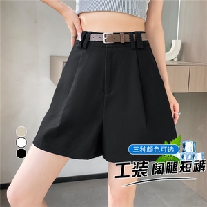 棉麻工装短裤女夏季薄款高腰韩版宽松休闲阔腿裤小个子时尚热裤潮图片