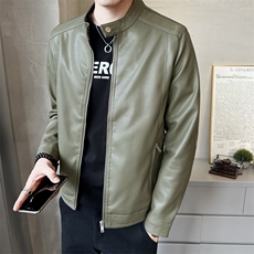 秋季短款皮衣小立领外套男韩版修身机车服P8637-P145，男装皮衣，电商A237