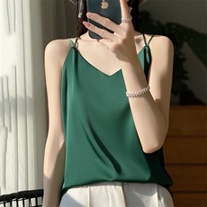 夏季新款纯色内搭上衣时尚百搭套头白色小衫，女装背心吊带，绒宛羊绒
