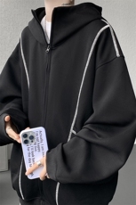 美式重磅立体硬挺卫衣男春秋潮牌设计感连帽开衫廓形外套KS004P68，男装卫衣，电商B312