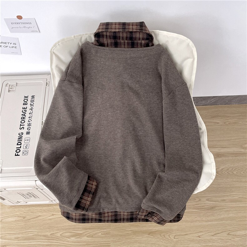 1506/QLS100/P68假两件拼接衬衫领针织衫外套开衫痞帅上衣,男装针织衫/毛衣,星座1506