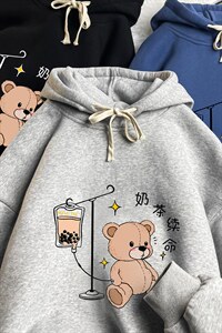 WY2194-P35 加绒款-P40 纯棉连帽卫衣男大码运动帽衫宽松薄图片