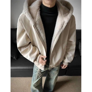 复古座山雕PU皮毛领情侣棉服男冬季款棉衣外套版棉袄 M6047图片