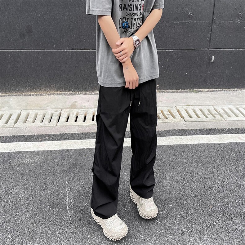 夏季薄款裤子男直筒宽松美式hiphop速干工装降落伞裤B8488-P36,男装工装外套,星座1008