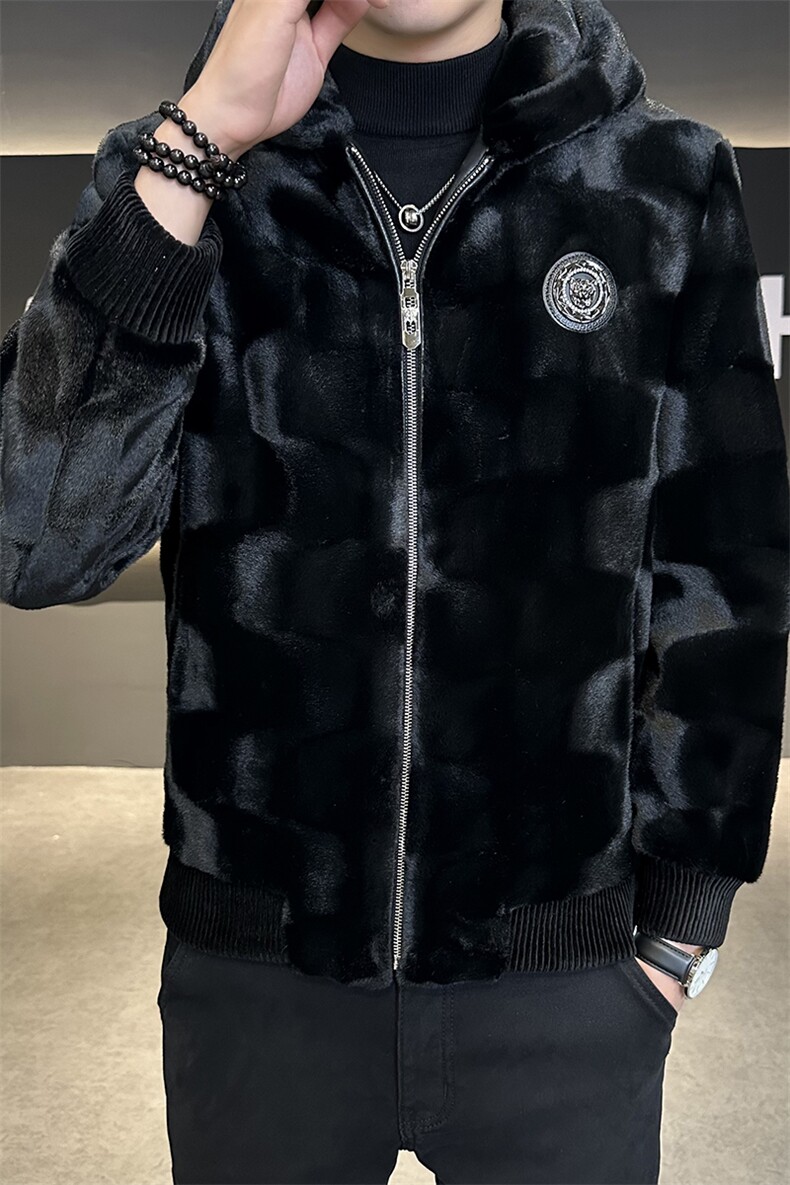 秋男士商务休闲连帽夹克金貂绒外套中年时尚上衣ZX8907-P235,男装夹克,星座1105-3