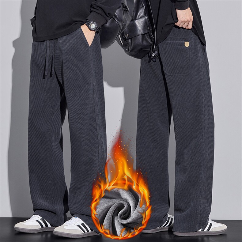 2025新款加绒休闲裤男士垂感潮流宽松直筒裤裤纯色卫裤JR806-P48,男装休闲裤,星座610（原A335）