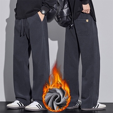 2025新款加绒休闲裤男士垂感潮流宽松直筒裤裤纯色卫裤JR806-P48，男装休闲裤，星座610（原A335）