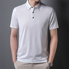 2023夏季中年男士商务休闲百搭短袖T恤男翻领纯色爸爸体恤，男装T恤，电商B212（原钱塘6029）