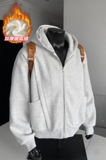 华棉480g加厚宽松连帽卫衣外套男银狐绒W5408J加绒-特P80控148，女装短外套，电商A001