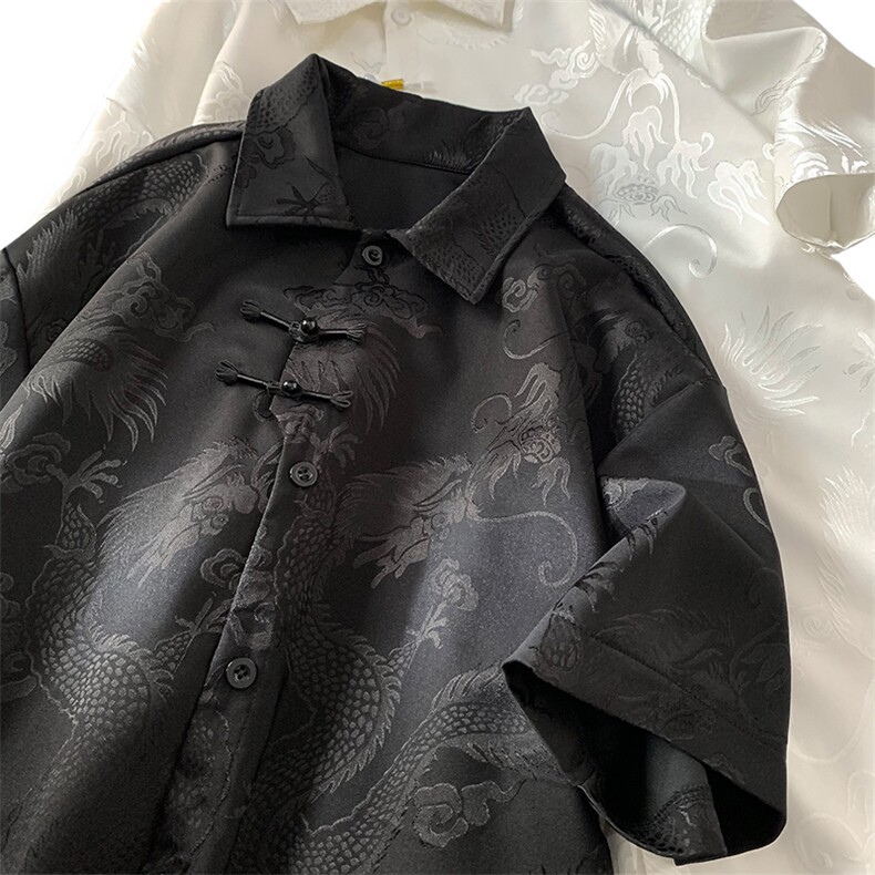 量大优供视频新风龙纹冰丝短袖衬衫男XH50-特P38,男装衬衫,电商B367