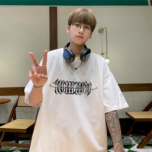 可48小时发货支持抖音得物来样二开 美式满天星亮片短袖T恤MTX653图片