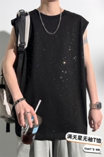 港风冰感无袖T恤ins宽松百搭满天星背心TC3183-P20，男装背心/马甲，星座717