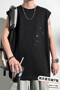 港风冰感无袖T恤ins宽松百搭满天星背心TC3183-P20图片