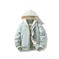 !潮流冬季连帽拉链加绒加厚棉衣情侣撞色棉服外套MY5567-P78，男装棉衣，星座610B-1