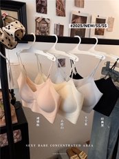 冰丝无痕吊带美背女内衣薄款无钢圈透气清凉美背文胸大胸显小，女装背心吊带，梦白服饰厂
