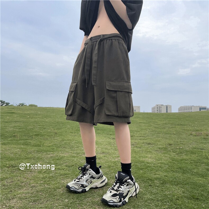 夏季新款港风工装休闲裤男生宽松潮流短裤B315-K23312-p50控68图片