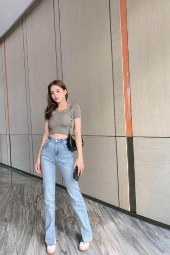 新款侧缝开叉牛仔裤～蓝色、SMLXL，女装牛仔裤，LOVELS