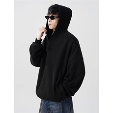 毛线拼接落肩连帽卫衣设计感小众慵懒休闲帽衫WY80-P52，男装卫衣，星座208-5