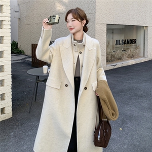 韩系白色双面呢羊毛大衣马甲两件套女2025新款ootd高级气质一整套图片