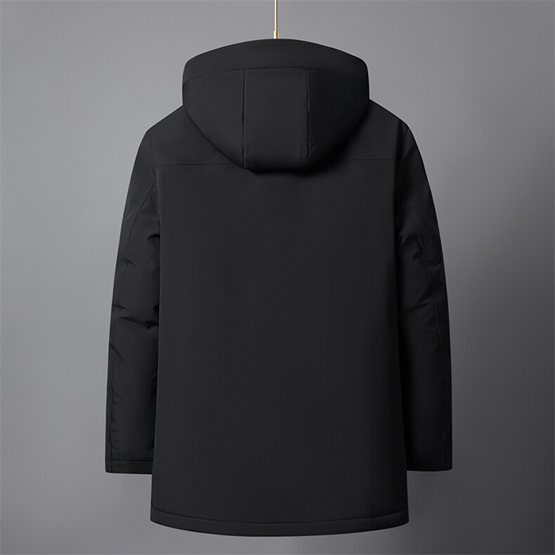 继续可拆卸帽内胆中老年羽绒服外套男中长款白鸭绒羽绒服大衣,男装羽绒服,钱塘723