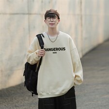 模糊字体印花宽松圆领卫衣Y138常规版P38加绒版P58，男装卫衣，电商B219