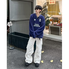 美式圆领毛衣男慵懒风休闲针织衫M6035P55，男装针织衫/毛衣，星座1116-2