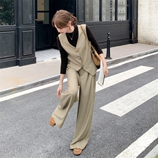 休闲风时尚套装休闲西装时尚阔腿裤轻熟上衣洋气显瘦春秋气质网红，女装套装/套裙，浙宝301
