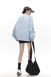美式罗纹拼接袖子褶皱大码M-5XL教练夹克女JK78056P69控105图片