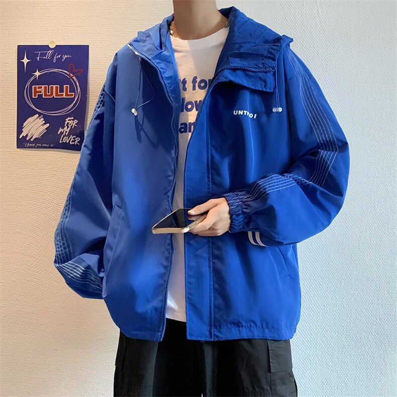 Y98条纹夹克男宽松连帽外套秋款冲锋衣外衣手臂拉杆户外运动钓鱼,男装夹克,星座115A(原星座507）