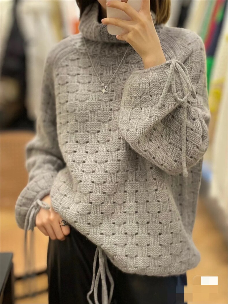 复古慵懒风毛衣女秋冬季宽松休闲针织衫上衣,女装羊毛衫,思途羊绒