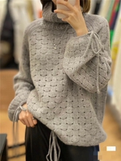 复古慵懒风毛衣女秋冬季宽松休闲针织衫上衣，女装羊毛衫，思途羊绒