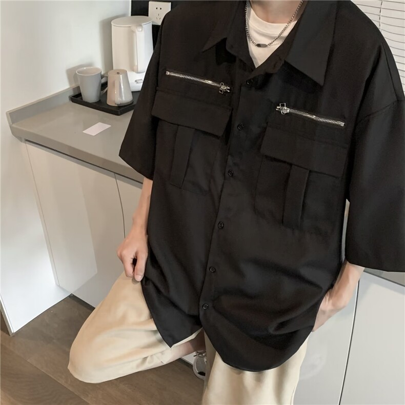 标准衬衫新款时尚潮青春流行简约短袖W2229P40,男装衬衫,星座1116-2
