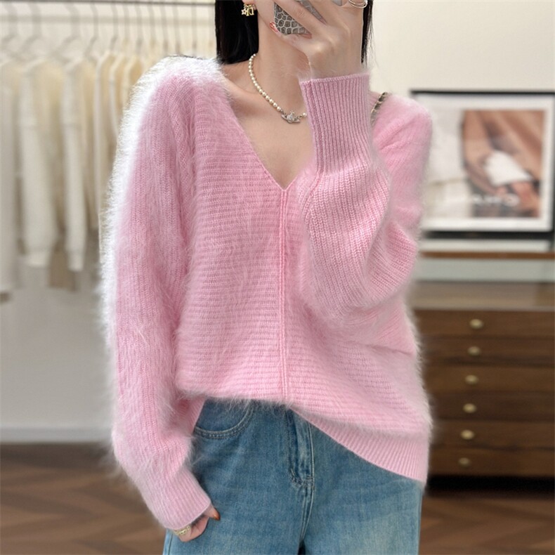 2025年秋季时尚百搭通勤简约休闲大V领，女装羊绒衫，仟禧羊绒