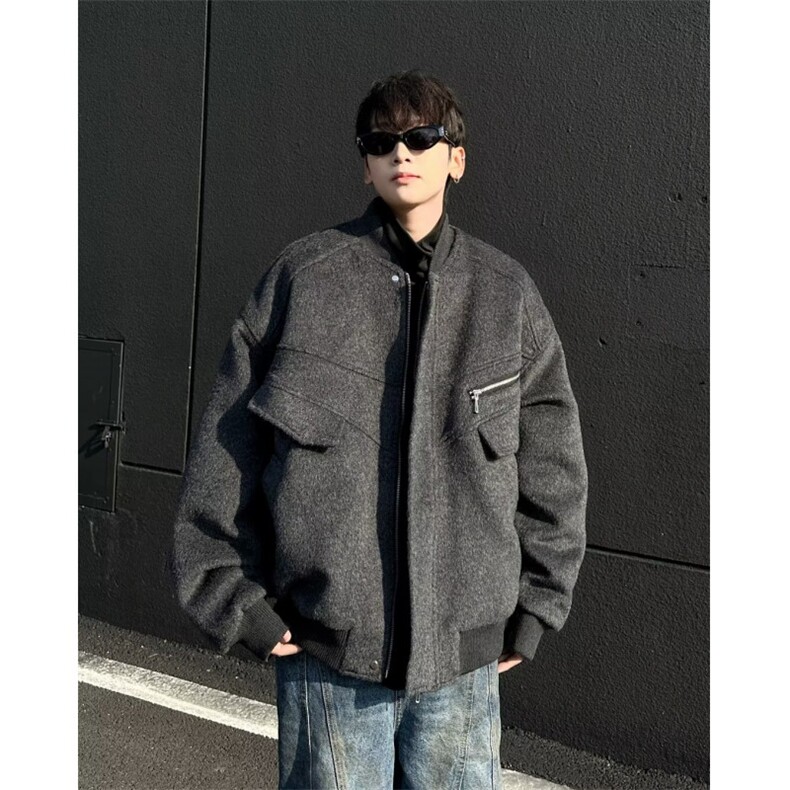 文艺气质新款冬季加厚夹棉棒球服毛呢棉服外套百搭W9343,男装夹克,星座1116A（原606A-3）