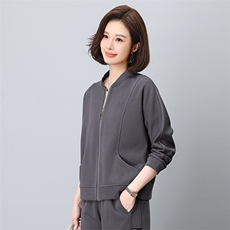 时尚气质休闲立领宽松开衫外套女，女装短外套，依恋蒂丝