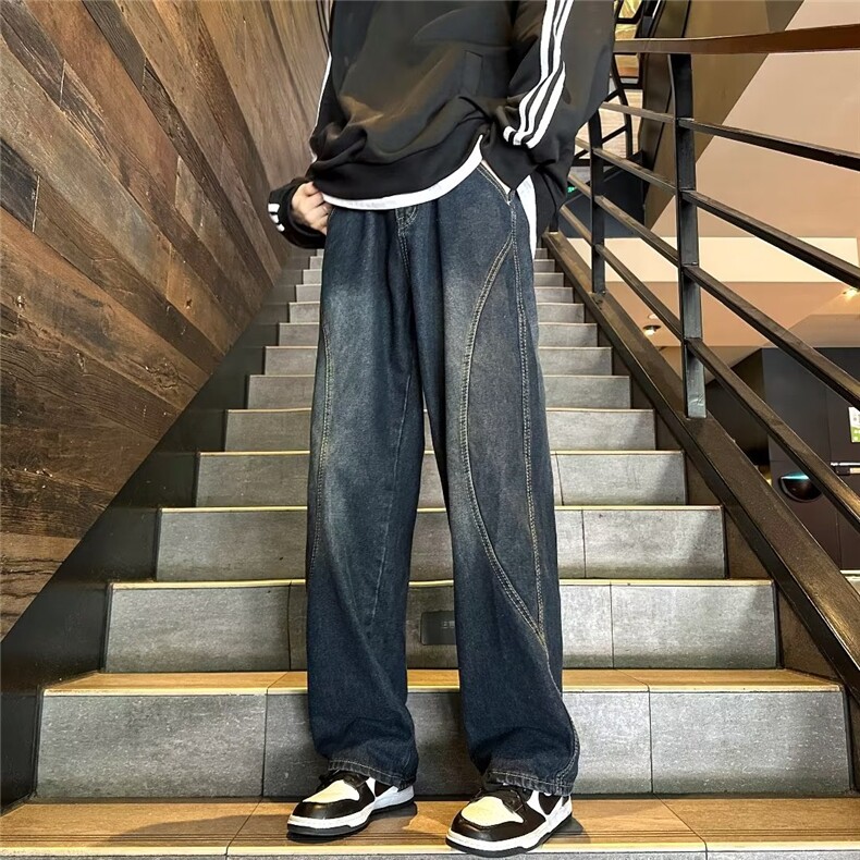美式高街牛仔裤男韩版潮个性直筒2024冬季ins百搭长裤RK1339-P45,男装牛仔裤,星座412-3