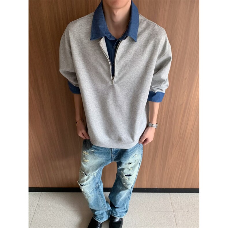 网图老钱风cleanfit假两件卫衣W1992/特P45，男装卫衣，电商B350