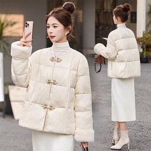 新中式羽绒服女冬季2025新款高级感气质减龄百搭毛绒拼接外套图片
